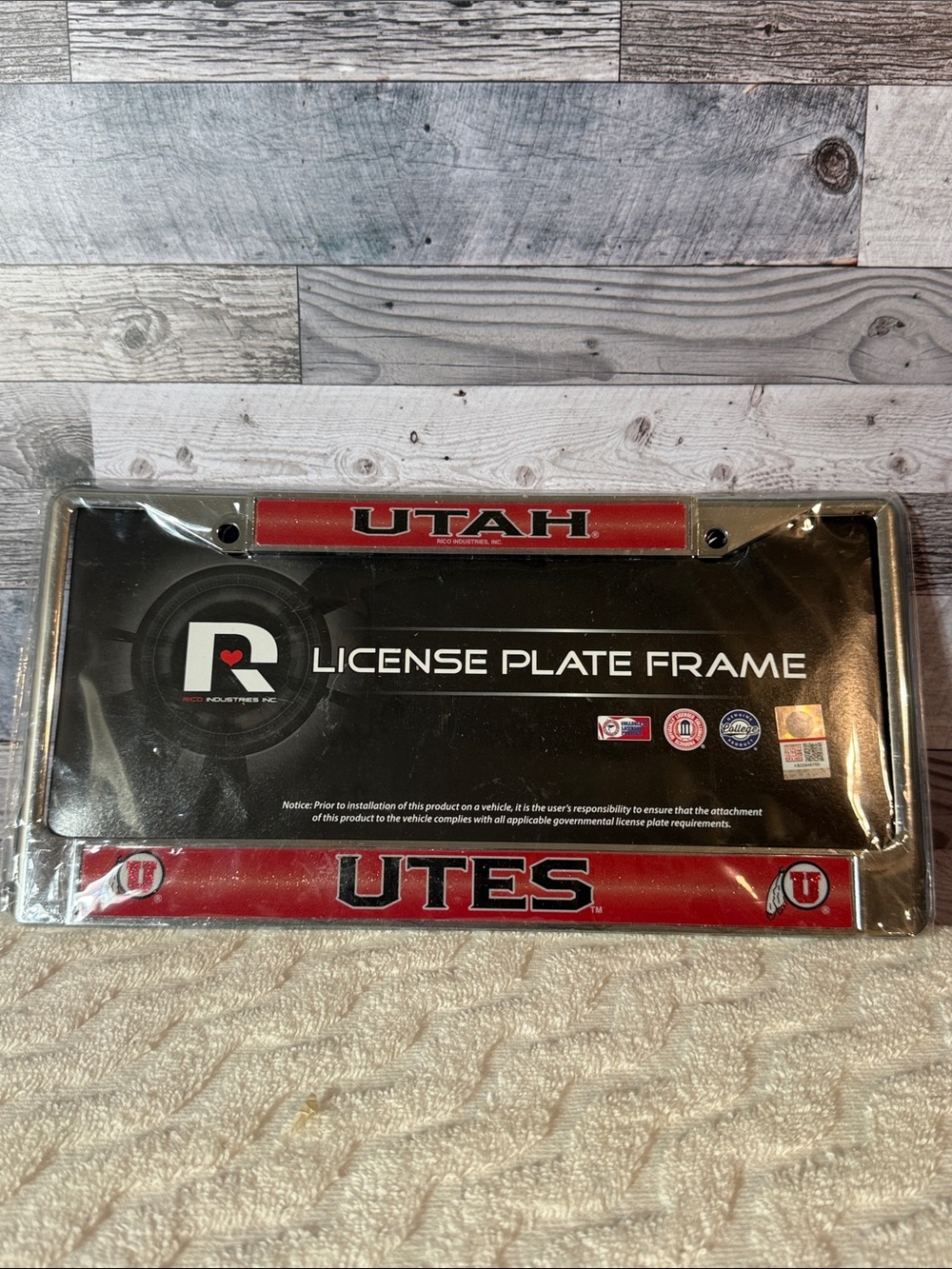 New! University of Utah Utes License Plate Frame - Red/Black